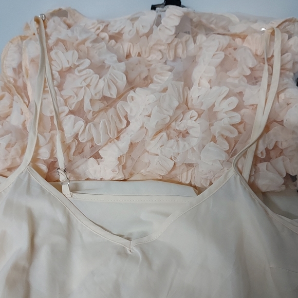 🍑 F21 peach 2 piece mesh ruffle dress junior's L women's M NWT - Picture 5 of 6